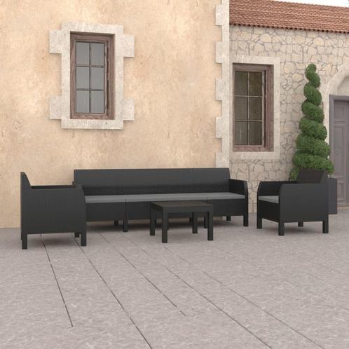 vidaXL 4-delige Loungeset met kussens PP rattan, Tuin en Terras, Tuinsets en Loungesets, Loungeset, Nieuw, Verzenden
