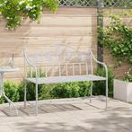 vidaXL Tuinbank met Lamelontwerp Wit 104 cm Staal, Verzenden, Nieuw