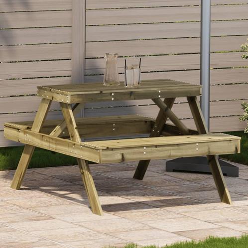 vidaXL Picknicktafel 105x134x75 cm geïmpregneerd grenenhout, Tuin en Terras, Tuintafels, Nieuw, Verzenden