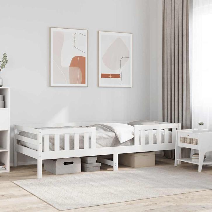 Stabiel Bedframe Grenenhout Wit | OP = OP | 40% Voordeel!, Huis en Inrichting, Slaapkamer | Bedden, Nieuw, Verzenden