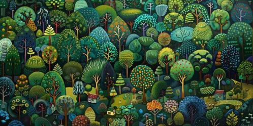 Felix van Horst (1988) - Treetop Tapestry (XXL), Antiek en Kunst, Kunst | Schilderijen | Modern