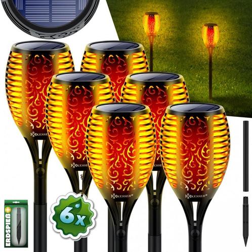 KESSER® 6 Solar Tuinfakkels - Tuinverlichting - Sensor - Zwa, Huis en Inrichting, Lampen | Overige, Verzenden