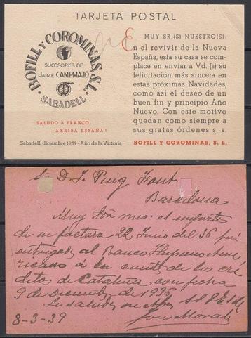 Espagne - 4 cartes postales avec des censure militaires et 3