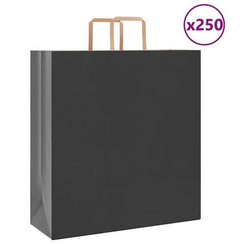 vidaXL Papieren zakken 250 st met hengsels 45x17x48 cm zwart, Diversen, Cadeauverpakkingen, Nieuw, Verzenden