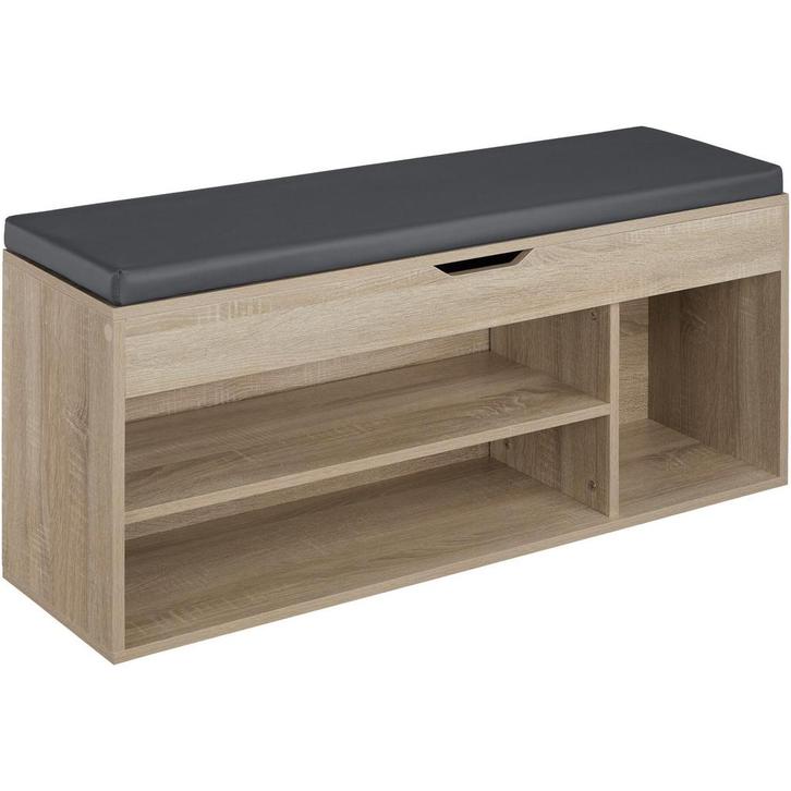 tectake Schoenenkast Natalya met zitkussen 104x30x49cm - Lic, Huis en Inrichting, Kasten | Schoenenkasten, Verzenden