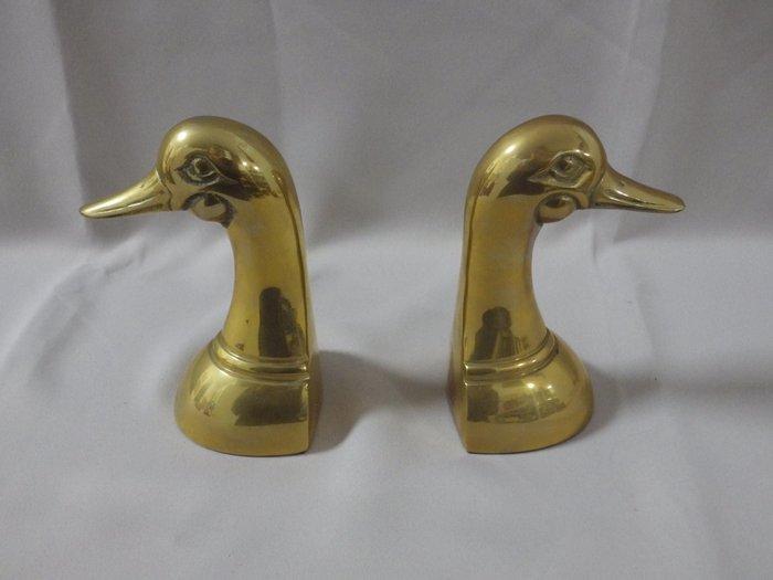 Boekensteunen (2) - Messing - Boekensteun eend, Antiek en Kunst, Curiosa en Brocante