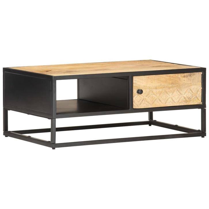 vidaXL Salontafel met bewerkte deur 90x55x36 cm ruw, Huis en Inrichting, Tafels | Salontafels, Nieuw, Verzenden