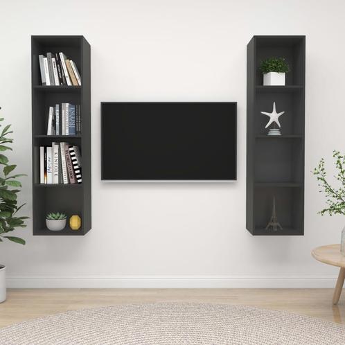 vidaXL Meubles TV muraux 2 pcs Gris Bois dingénierie, Huis en Inrichting, Kasten |Televisiemeubels, Verzenden