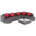 vidaXL 8-delige Loungeset met kussens poly rattan grijs, Tuin en Terras, Verzenden, Nieuw, Loungeset