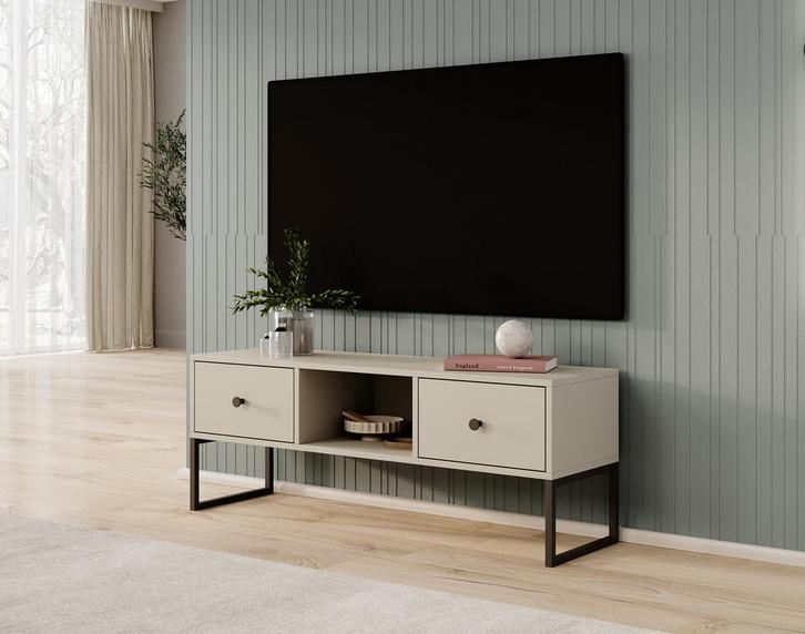 TV-Meubel beige 115x33x43 | 2 lades TV-kast, Huis en Inrichting, Kasten |Televisiemeubels, 25 tot 50 cm, Nieuw, 100 tot 150 cm