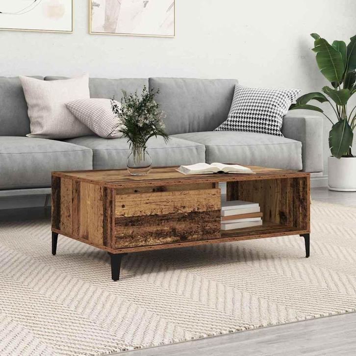 vidaXL Salontafel Oud hout 90 x 60 x 35 cm Bewerkt hout, Huis en Inrichting, Tafels | Salontafels, Nieuw, Verzenden