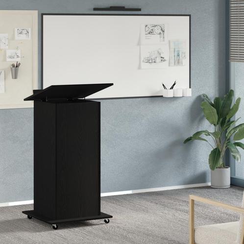vidaXL Lectern Podium met Wielen Zwart Eiken Hout, Huis en Inrichting, Bureaus, Nieuw, Verzenden