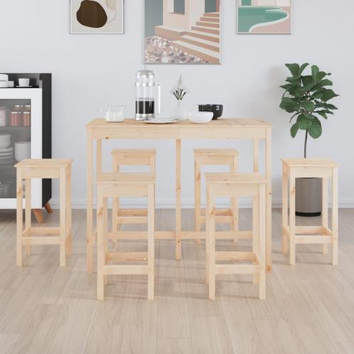 vidaXL 7-delige Barset massief grenenhout, Huis en Inrichting, Complete eetkamers, Nieuw, Verzenden