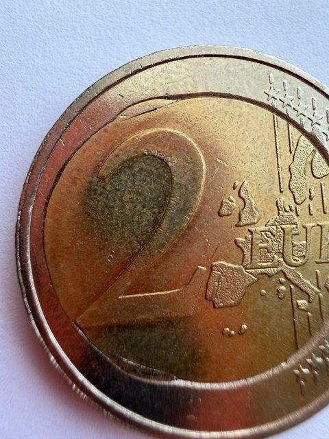 Duitsland. 2 Euro 2002 with deformed heart (Zonder, Timbres & Monnaies, Monnaies | Europe | Monnaies non-euro
