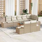 vidaXL Tuinbank Set met kussen 9 pcs Beige Poly rattan, Verzenden