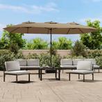 vidaXL Parasol dubbel dak met LED 449x265 cm taupe, Tuin en Terras, Verzenden, Nieuw