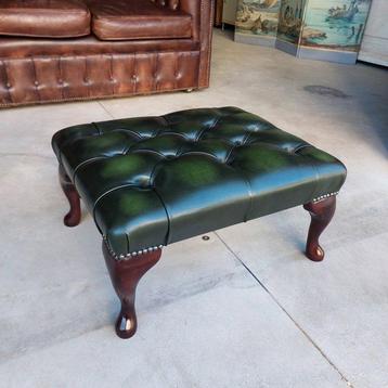 Chesterfield style - Repose-pied - Bouffée - Bois, Cuir -
