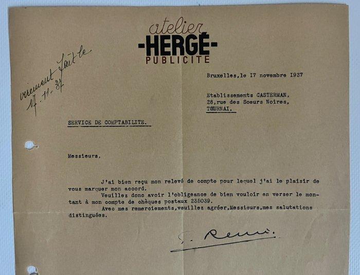 Casterman - Tintin - Lettre de Hergé - 1938 - Signée, Boeken, Stripverhalen