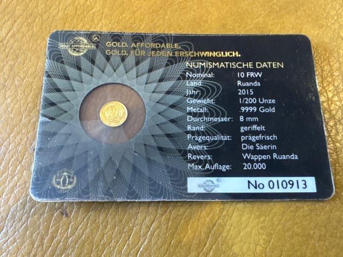 Rwanda. 10 Frw 2015 - Die Säerin., 1/200 Oz (.999) (Zonder, Postzegels en Munten, Munten | Europa | Niet-Euromunten