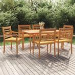vidaXL 7-delige Tuinset massief teakhout, Tuin en Terras, Verzenden, Nieuw, Tuinset