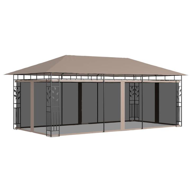 vidaXL Prieel met klamboe 180 g/m² 6x3x2,73 m taupe, Tuin en Terras, Partytenten, Nieuw, Verzenden