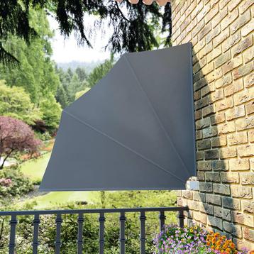 vidaXL Balkonscherm inklapbaar 140x140 cm grijs, Verzenden