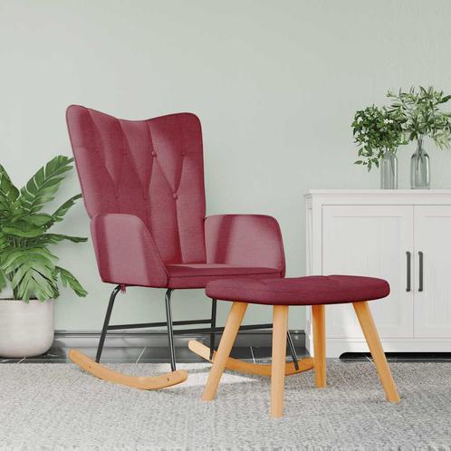 vidaXL Schommelstoel met voetenbank stof wijnrood, Huis en Inrichting, Stoelen, Nieuw, Verzenden