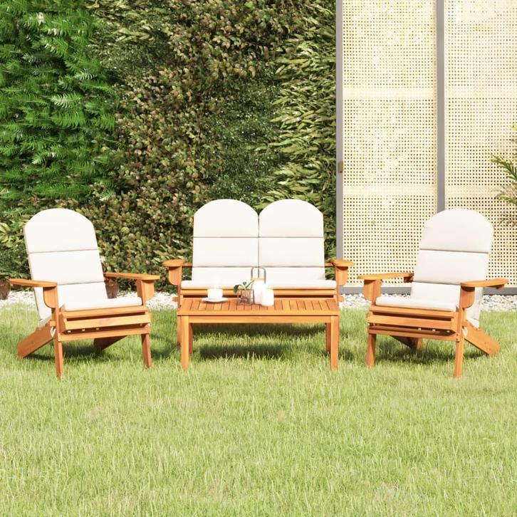 vidaXL 4-delige Loungeset Adirondack massief acaciahout, Jardin & Terrasse, Ensembles de jardin, Envoi