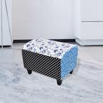 vidaXL Voetenbank patchwork blauw en wit, Verzenden, Nieuw