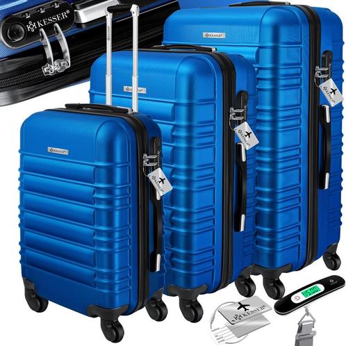 KESSER® Reiskofferset - 3-delig - ABS- Kofferset - Blauw, Kleding | Dames, Overige Dameskleding, Verzenden