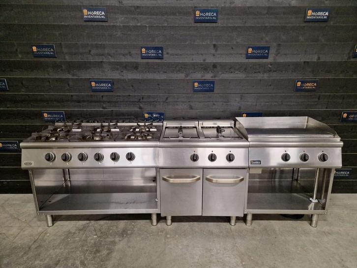Combisteel kooklijn | 6-pits gasfornuis, dubbele friteuse,, Zakelijke goederen, Horeca | Keukenapparatuur, Gebruikt