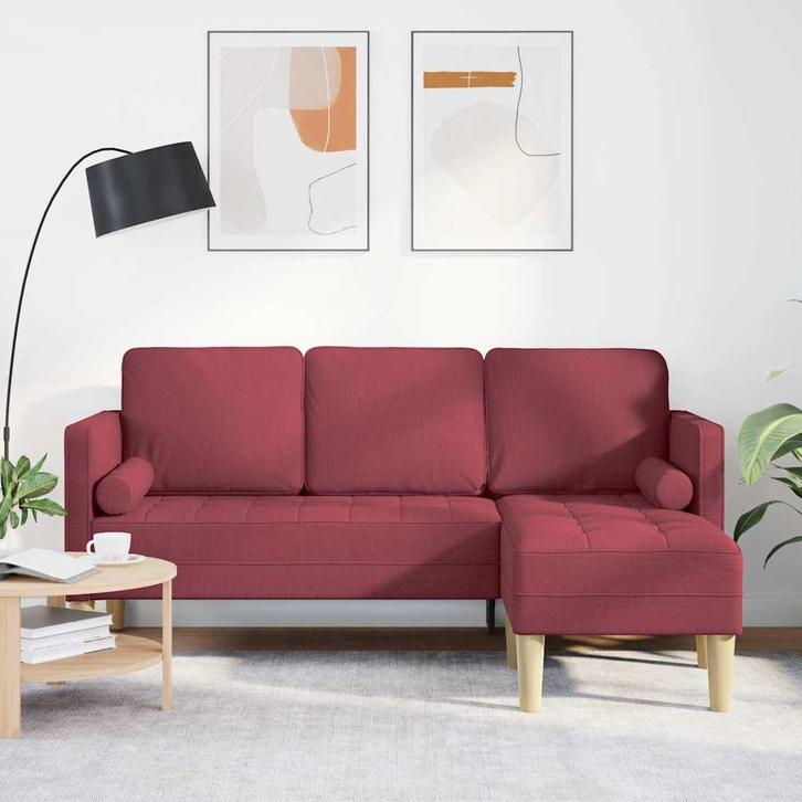 vidaXL Bankstel Wijnrood 173 x 131 x 67 cm Stof, Huis en Inrichting, Zetels | Zetels, Nieuw, Verzenden