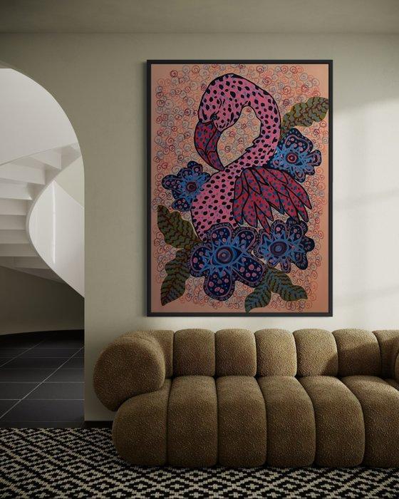 Maraé - Flamant Rêveur XXL, Antiek en Kunst, Kunst | Schilderijen | Modern