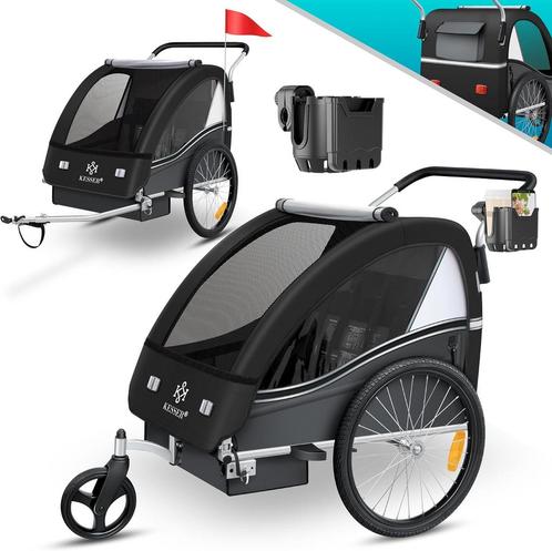 KESSER® Kinderfietskar - Fietsaanhanger - Zwart, Huis en Inrichting, Woonaccessoires | Overige, Verzenden