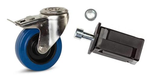 Elastisch rubber RVS zwenkwiel geremd met centraal gat |, Zakelijke goederen, Horeca | Keukenapparatuur, Nieuw in verpakking, Verzenden