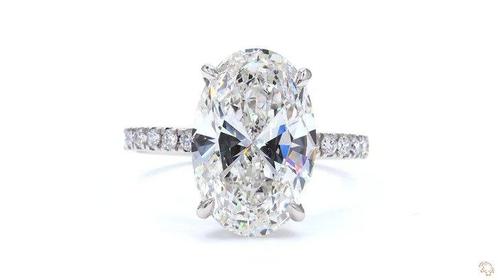 Zonder Minimumprijs - Ring Platina -  5.51ct. tw. Diamant, Handtassen en Accessoires, Ringen