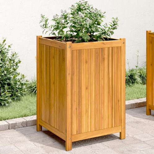 vidaXL Jardinière avec doublure 50x50x75 cm bois massif, Jardin & Terrasse, Pots de fleurs, Neuf, Envoi