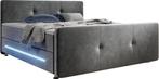 Tweedekans | Boxspringbed Houston - 140 x 200 cm - Grijs, Huis en Inrichting, Slaapkamer | Matrassen en Bedbodems, Ophalen of Verzenden