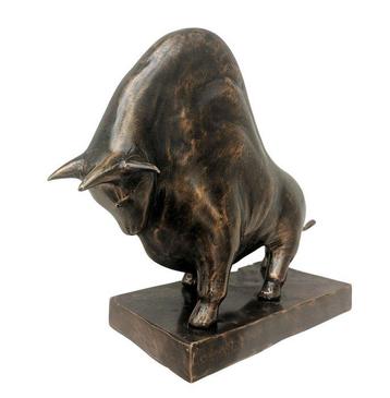 Statue, Bizon op blok in brons - 18 cm - Bronze