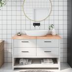 vidaXL Wastafelblad 120x60x(2-4) cm behandeld massief hout, Huis en Inrichting, Keuken | Keukenelementen, Verzenden, Nieuw