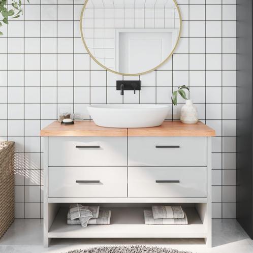 vidaXL Wastafelblad 120x60x(2-4) cm behandeld massief hout, Huis en Inrichting, Keuken | Keukenelementen, Nieuw, Verzenden