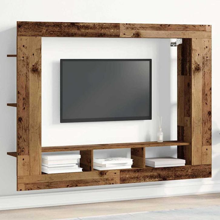 vidaXL TV Kast Wandgemonteerd Oud hout 152 x 22 x 113 cm, Huis en Inrichting, Kasten |Televisiemeubels, Nieuw, Verzenden