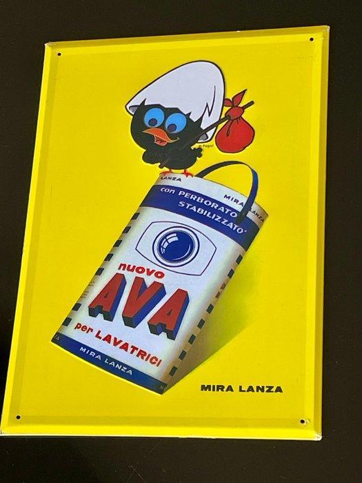 Metaal reclamebord AVA - met de legendarische Calimero, van, Antiek en Kunst, Antiek | Wandborden en Tegels