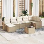 vidaXL Tuin Eettafel Set met kussen met opslag 8 pcs Beige,, Verzenden, Nieuw