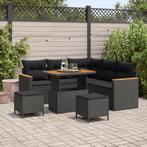 vidaXL 8-delige tuinset met kussens in zwart poly rattan en, Verzenden, Nieuw, Tuinset