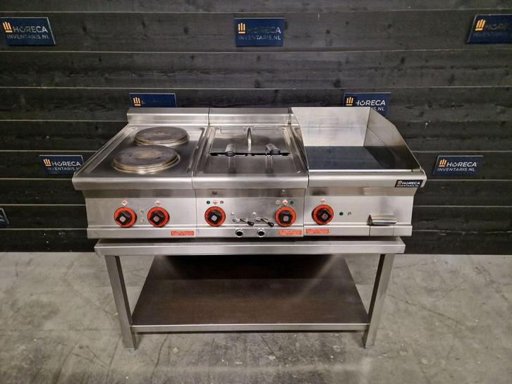 Lotus kooklijn | 2-pits fornuis, dubbele friteuse, bakplaat, Zakelijke goederen, Horeca | Keukenapparatuur, Gebruikt