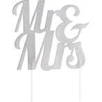 Zilveren Bruiloft Taarttopper Mr & Mrs 23cm, Verzenden