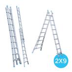 Eurostairs Reform ladder dubbel uitgebogen 2x9 sporten, Doe-het-zelf en Bouw, Ladders en Trappen, Verzenden, Nieuw