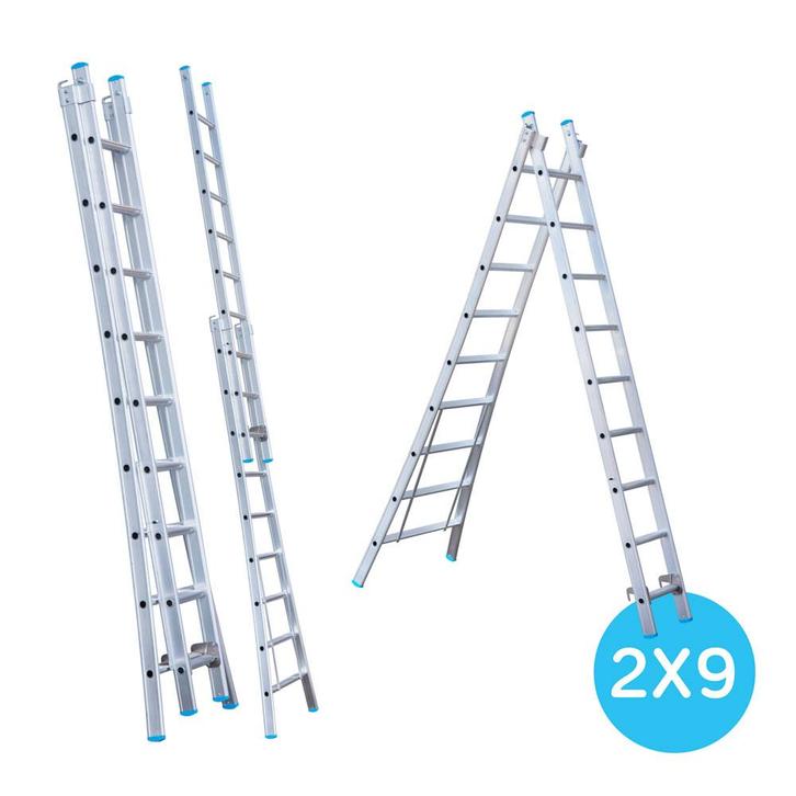 Eurostairs Reform ladder dubbel uitgebogen 2x9 sporten, Bricolage & Construction, Échelles & Escaliers, Envoi