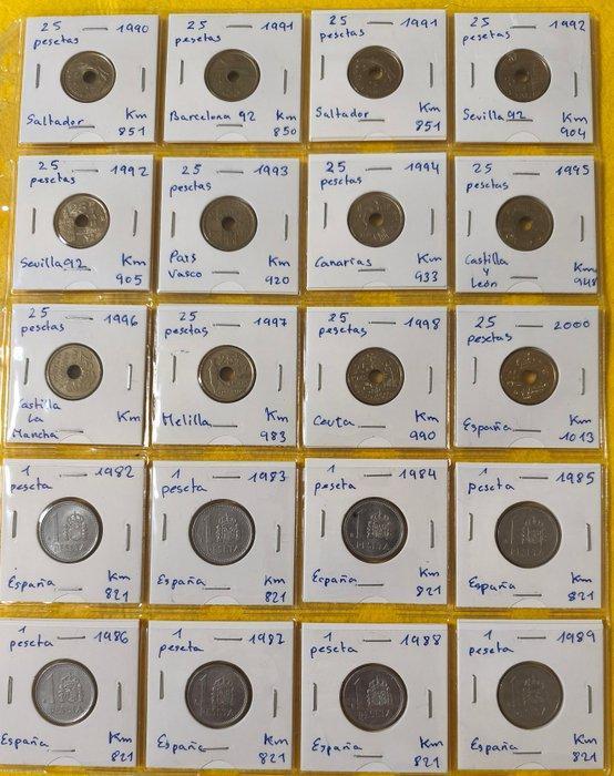 Spanje, partij van 60 munten en 16 oude bankbiljetten., Timbres & Monnaies, Monnaies | Europe | Monnaies non-euro